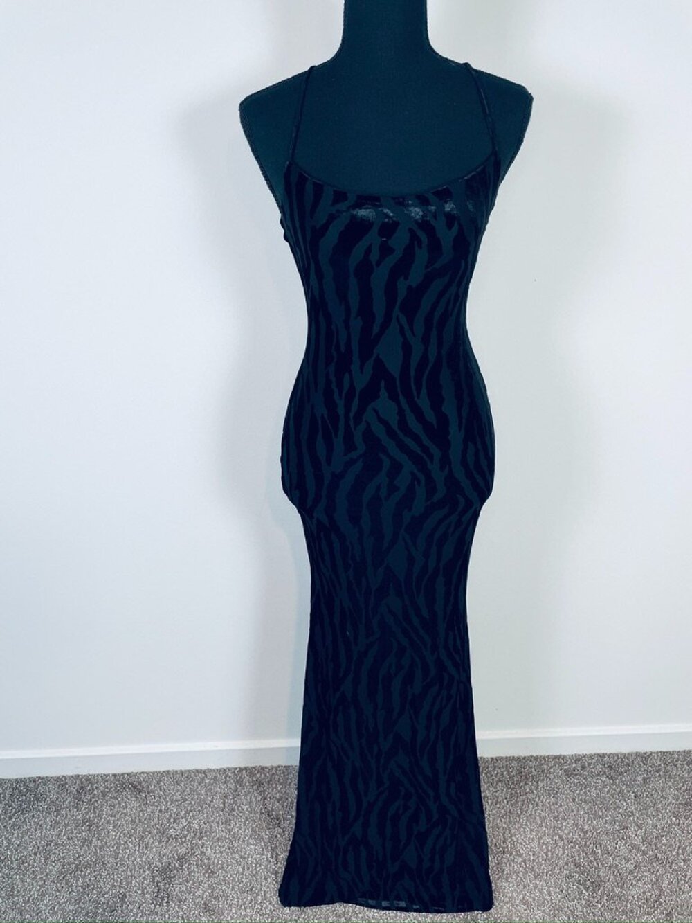 NAKED WARDROBE Black Zebra burnout maxi dress